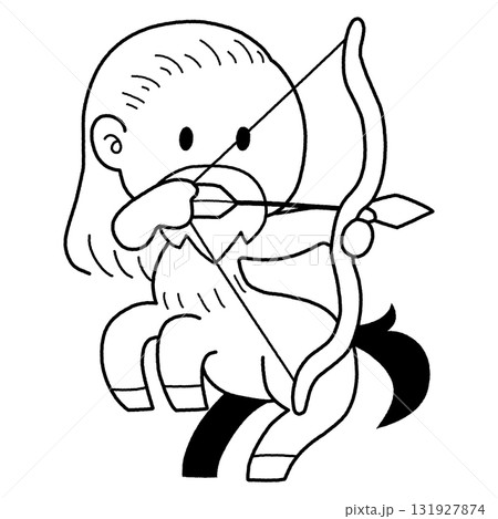 モノクロのかわいいケンタウロスの射手のイラスト モノクロのかわいいケンタウロスの射手のイラスト 131927874