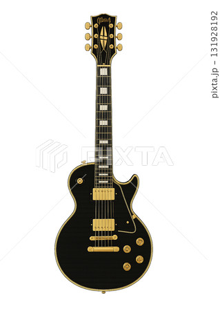 黒いレスポールカスタム（ゴールドパーツ）｜エレキギターのイラスト｜高級感あるロックギター 131928192