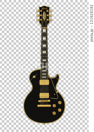 黑色 Les Paul Custom（金色零件）| 電吉他插圖 | 豪華搖滾吉他 131928192