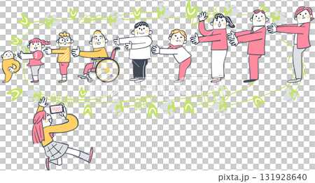 多様な人々を撮影する女子高校生　つながりを記録するインクルーシブなシーン	 131928640