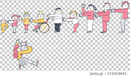 多様な人々を撮影する女子高校生　つながりを記録するインクルーシブなシーン	 131928641