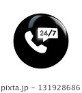 247 support icon glossy black rounded  131928686