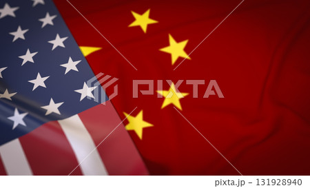 The USA and China flag for Trade war or Business concept 3d Rendering. 131928940