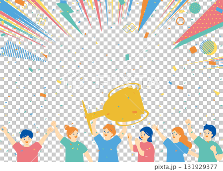 People holding trophies People holding trophies 131929377