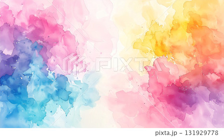 キャンバスにカラフルな水彩画の絵の具が広がったイメージ 131929778