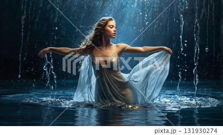 水の呼吸を極めた歌姫が魅せる幻想的で可憐な舞のデジタルアート 131930274