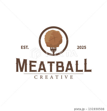 Fast food meatball logo with a concept for a food stall with a simple minimalist concept, design for poster templates and business product brand 131930508