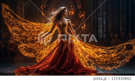 炎と情熱に包まれた幻想舞踏―歌姫が魅せる神秘のデジタルアート 131930662