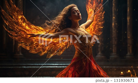 炎と情熱に包まれた幻想舞踏―歌姫が魅せる神秘のデジタルアート 131930671