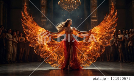 炎と情熱に包まれた幻想舞踏―歌姫が魅せる神秘のデジタルアート 131930672