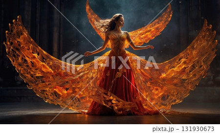 炎と情熱に包まれた幻想舞踏―歌姫が魅せる神秘のデジタルアート 131930673