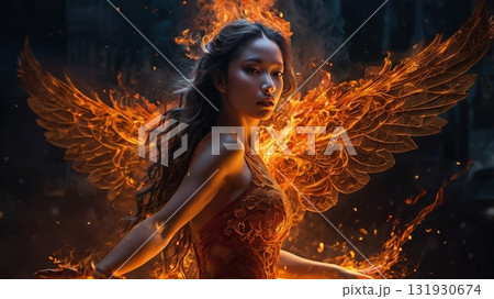 炎と情熱に包まれた幻想舞踏―歌姫が魅せる神秘のデジタルアート 131930674