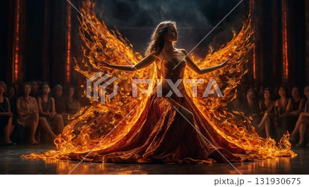 炎と情熱に包まれた幻想舞踏―歌姫が魅せる神秘のデジタルアート 131930675