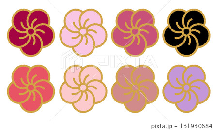 シンプルな梅の花のイラスト-3-1-all-set シンプルな梅の花のイラスト-3-1-all-set 131930684
