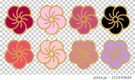 シンプルな梅の花のイラスト-3-1-all-set シンプルな梅の花のイラスト-3-1-all-set 131930684