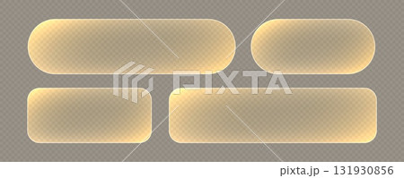 Transparent glass buttons, yellow clear banners. Futuristic interface templates for web design. 131930856