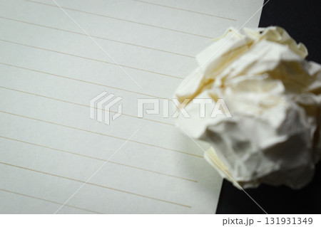 round lump paper and line paper texture on black background,  blank sheet notebook 131931349
