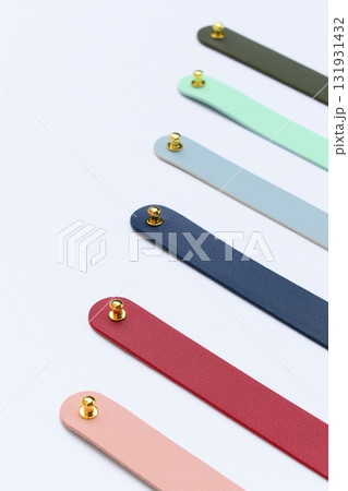 pastel colorful leather strap isolated on white background pastel colorful leather strap isolated on white background 131931432