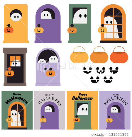 Door and ghost halloween 131931592
