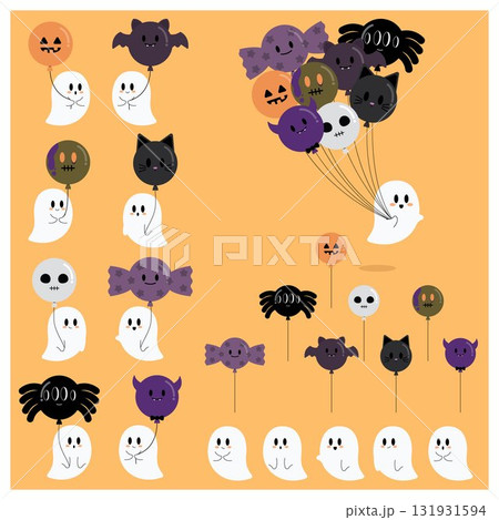Ghost with halloween balloon Ghost with halloween balloon 131931594