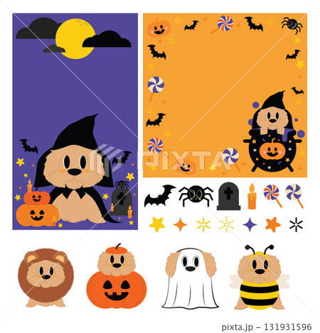 Cute golden dog halloween 131931596