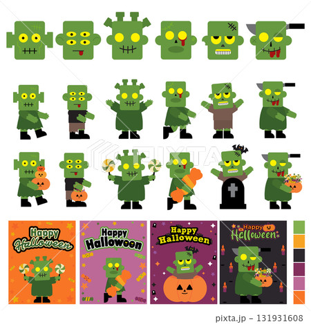 Cute Zombie Characters Set 131931608