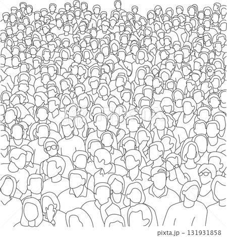 Crowd people in a stadium illustration vector hand drawn with black lines Crowd people in a stadium illustration vector hand drawn with black lines 131931858