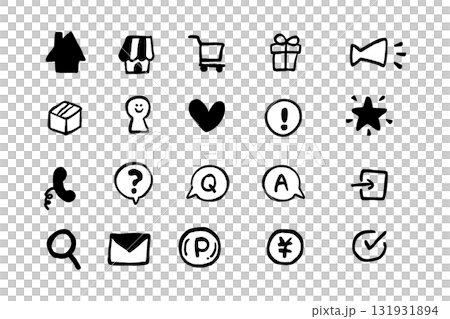 一套可愛的手繪風格簡單的黑線網店圖示 | 一套可愛的手繪風格簡單的黑線網店圖示 | 131931894