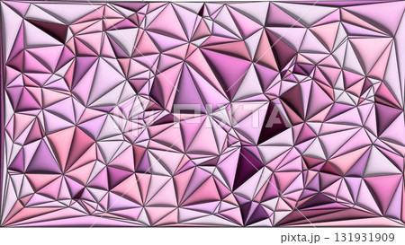 メタリックな光沢のあるピンクの三角形が連なる抽象背景 131931909