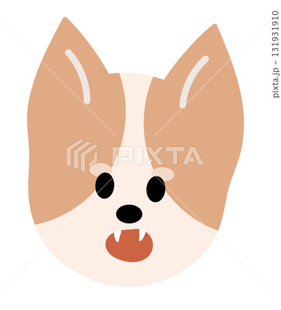 Illustration of corgi puppy teeth out expression for cartoon characters, comic, pet shop, vet, emoji, mood, emotion, emotion, feeling, adopt, rescue animal, sticker, icon, dog face shape, foster home 131931910