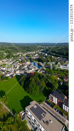 Sougne-Remouchamps, Aywaille, Liege, Wallonie, Belgium, August 10, 2025, Aerial view showcasing 131931974