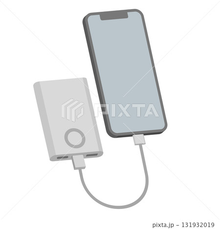 スマホを充電するモバイルバッテリー イラスト スマホを充電するモバイルバッテリー イラスト 131932019