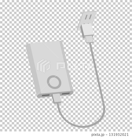 Illustration of a mobile battery that charges through an outlet 131932021