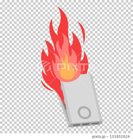 Illustration of a mobile battery catching fire 131932024