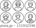 シニア女性のアイコンイラストセット　線画のみ 131932596