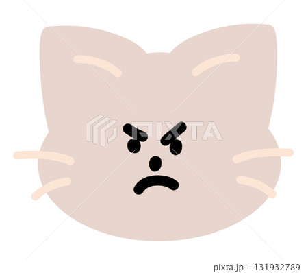 Illustration of cat angry expression for cartoon characters, comic, pet shop, vet, emoji, mood, emotion, emotion, feeling, adopt and rescue animal, sticker, cat icon, kitten face shape, foster home 131932789