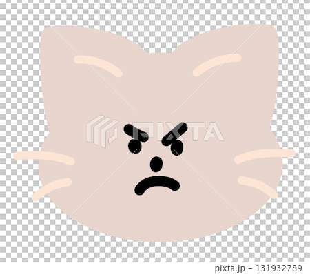 Illustration of cat angry expression for cartoon characters, comic, pet shop, vet, emoji, mood, emotion, emotion, feeling, adopt and rescue animal, sticker, cat icon, kitten face shape, foster home 131932789
