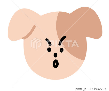 Cute illustration of puppy shocking expression for cartoon characters, comic, pet shop, vet, emoji, mood, emotion, emotion, feeling, adopt and rescue animal, sticker, icon, dog face shape, foster home 131932793