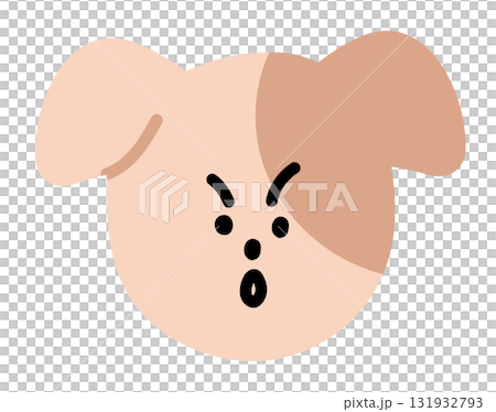 Cute illustration of puppy shocking expression for cartoon characters, comic, pet shop, vet, emoji, mood, emotion, emotion, feeling, adopt and rescue animal, sticker, icon, dog face shape, foster home 131932793