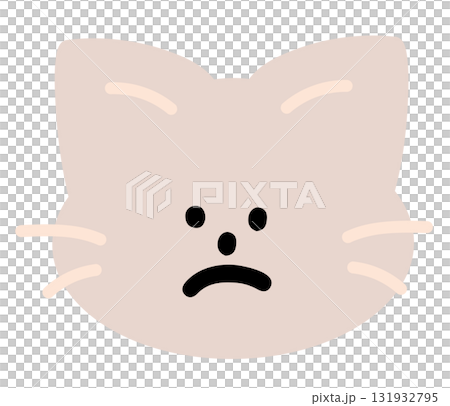 Illustration of cat sad expression for cartoon characters, comic, pet shop, vet, emoji, mood, emotion, emotion, feelings, adopt and rescue animal, sticker, cat icon, kitten face shape, foster home 131932795