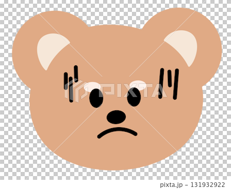 Illustration of teddy bear scared expression for cartoon character, comic, pet shop, vet, emoji, mood, emotion, emotion, feeling, zoo, souvenir shop, pin, animal brooch, sticker, icon, bear face shape 131932922