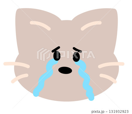Illustration of cat crying expression for cartoon characters, comic, pet shop, vet, emoji, mood, emotion, emotion, feeling, adopt and rescue animal, sticker, cat icon, kitten face shape, foster home 131932923