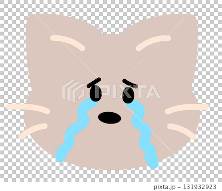 Illustration of cat crying expression for cartoon characters, comic, pet shop, vet, emoji, mood, emotion, emotion, feeling, adopt and rescue animal, sticker, cat icon, kitten face shape, foster home 131932923