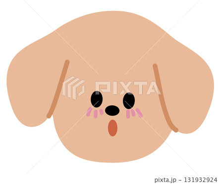 Cute illustration of puppy shy expression for cartoon characters, comic, pet shop, vet, emoji, mood, emotion, emotion, feelings, adopt and rescue animal, sticker, icon, dog face shape, foster home 131932924