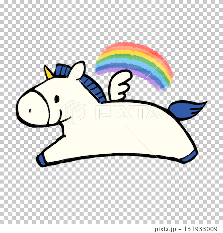 Flying unicorn and rainbow illustration Flying unicorn and rainbow illustration 131933009