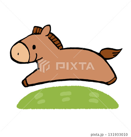 草原を駆ける馬のイラスト 131933010