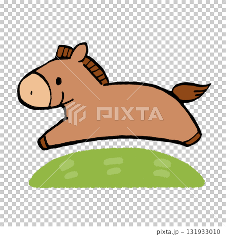 草原を駆ける馬のイラスト 131933010
