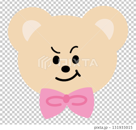 Illustration of teddy bear wearing pink bow for Christmas festive icon, winter, cartoon character, comic, emoji, mood, emotion, emotion, feeling, zoo, souvenir shop, animal brooch, sticker, pin 131933015