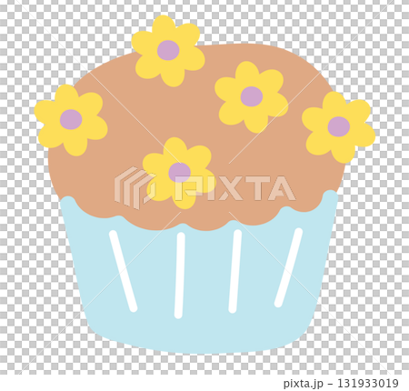 Chocolate cupcake with flowers for sweet dessert, bakery, pastry, birthday card, snack, food, cafe, restaurant, menu, recipe, baking book, birthday cake, party, celebration, grocery shopping, market 131933019
