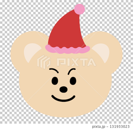 Illustration of teddy bear wearing red beanie for Christmas festive icon, winter, cartoon character, comic, emoji, mood, emotion, emotion, feeling, zoo, souvenir shop, animal brooch, sticker, pin 131933023